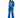 A model wearing bright blue, pants with an elastic waistband and side pockets.