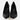 Pair of sleek black carbon pointed-toe stiletto pumps, high-angle front view on white background.