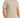A man wearing a light beige short-sleeve t-shirt with a simple graphic on the shoulder.