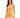 A woman models a sleeveless, ribbed, mustard-colored dress with a twisted neckline and a fitted silhouette.