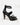 Black snake skin stiletto pumps with multiple thin straps and high heel. Elegant formal heels for a night out.