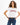 Model in L.A. Vibes white crop top with red Los Angeles graphic and high-waisted dark wash jeans streetwear.