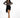 Model in Laney Nude Seamless Bodysuit with black swirl pattern and a black fringe wrap skirt.