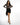 Model in Laney Nude Seamless Bodysuit with black swirl pattern and a black fringe wrap skirt.