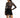 Back view of Laney Nude Seamless Bodysuit with black scroll print, styled with a black fringe mini skirt.