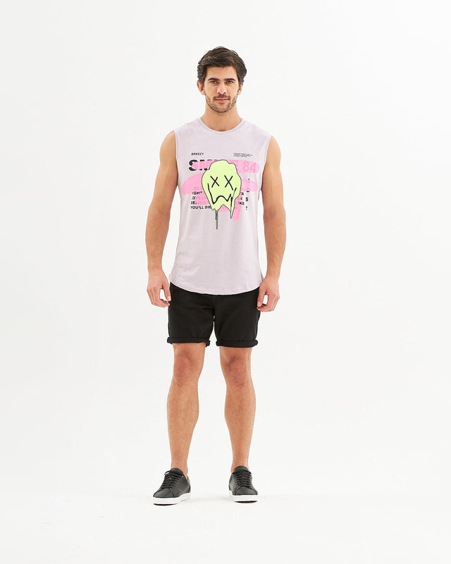 Smile Tank Top in Lilac – full-length front view