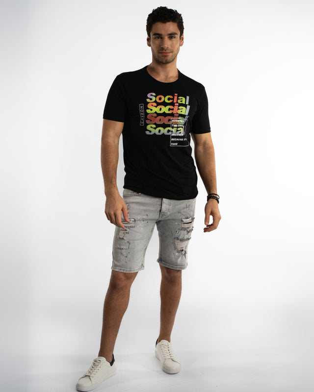 Social T-Shirt in Black – full-length front view