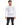 A man wearing a long-sleeve white shirt with graphic text and a casual style, paired with dark jeans.