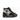 Carbon black mid-top streetwear sneakers featuring glossy panels and graphic street art motifs with star details.