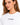 Close-up of a woman wearing a white tee with black embroidered text, showcasing her natural beauty and features.