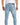 Light blue denim jeans with a slim fit, featuring back pockets and a chain detail on the side.