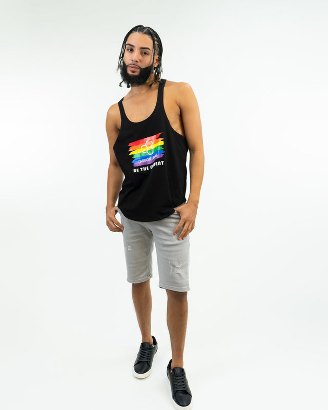 Stringer Pride Tank Top in Black – full-length front view