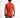 A man stands with his back to the camera, wearing a bright orange sleeveless shirt and gray jeans.