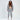 Model wearing Lily light grey matching jacket set with hooded zip-up, crop top, and drawstring joggers.
