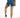 Rear view of Sunny Blue high-waisted denim shorts with a double waistband, back pockets, and frayed raw hem fringe.