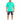 A man stands wearing a bright green oversized t-shirt with a graphic design, paired with distressed black shorts and...