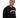 Model wearing a Carbon Superior Intelligence black long-sleeve graphic shirt in a minimalist streetwear style.