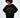 Model wearing a black oversized graphic sweatshirt with 'WANNA TALK?' white text, for Gen Z streetwear style.