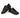 Black lace-up sneakers featuring a gold emblem and a textured sole for casual wear.
