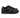 Black casual sneakers featuring a sleek design, gold accents, and a textured sole for comfort.