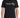 Black short-sleeve t-shirt featuring bold white text and star graphics on the front.