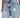 Light blue distressed denim jeans featuring ripped details and a high-waisted fit, styled with a white top.