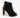 Black rhinestone stiletto heels featuring a perforated mesh cutout design, peep toe, and back zipper for evening wear.