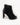 Black rhinestone stiletto heels featuring a perforated mesh cutout design, peep toe, and back zipper for evening wear.