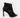 Black rhinestone stiletto heels with a diamond cutout mesh pattern, peep toe, and rear zipper closure for evening wear.