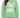 A woman wearing a green sweatshirt with a distressed white graphic design on the front.