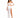 A model poses in a white off-the-shoulder two-piece outfit featuring sheer fabric and a high slit skirt.