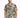 A man wearing a short-sleeve, patterned shirt with abstract black and beige designs, standing against a white backgro...