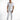 Model wearing Luka white streetwear jeans with moto-ribbed knees, distressed detailing, and white t-shirt.