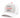 White cap featuring a mesh front with bold text and a red accent button on top.