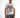 A man wearing a white graphic t-shirt featuring a colorful boombox design and the text "DON'T TOUCH ME! KEEP ON RISING."