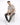 A man sits on a white cube wearing a short-sleeve striped shirt with beige, blue, and brown tones, paired with gray j...