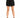 Black drawstring sweat shorts from the waist down with black sneakers