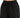 Close up of black sweat shorts showing the elastic waistband, drawstring and curved hem