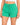 Close up of green sweat shorts showing the elastic waistband and tie drawstring