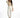 Model wearing Maisie white high-waisted tailored trousers with a beige bodysuit and black heels on a white background.