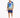 A man wearing a colorful short-sleeve shirt with a vibrant graphic design and matching shorts, paired with white snea...