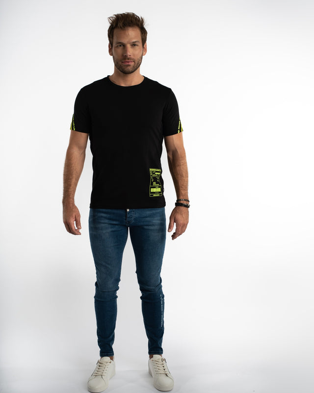 Trace T-Shirt in Black – full-length front view