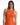 Close-up of a woman in the orange Mara ribbed crop tank top featuring a front zipper and sleek, sleeveless design.