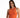 Model wearing the Mara orange ribbed crop tank, a sleeveless summer top with a front zip and high neckline.