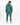 A person wearing a teal hoodie and matching joggers with white snowflake designs stands against a plain background.