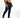 Side view of Marco dark blue denim jeans with distressed knees and urban wash on a male model.