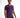 A model wearing a fitted purple t-shirt with motivational text printed across the chest, paired with black jeans.