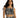 Marlee Black Knit Crop Top: Smocked streetwear top with white geometric tribal print and wide straps on a model.