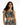 Marlee Black Knit Crop Top: Smocked streetwear top with white geometric tribal print and wide straps on a model.