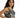 Close-up of Marlee black knit crop top featuring geometric print and smocked fabric on a model in streetwear style.